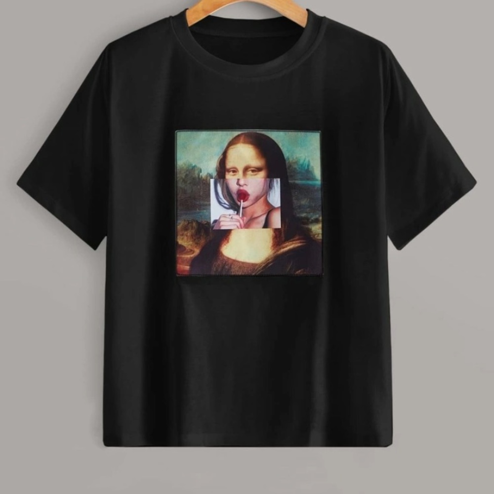 Cropped Edgy Mona Lisa T Shirt